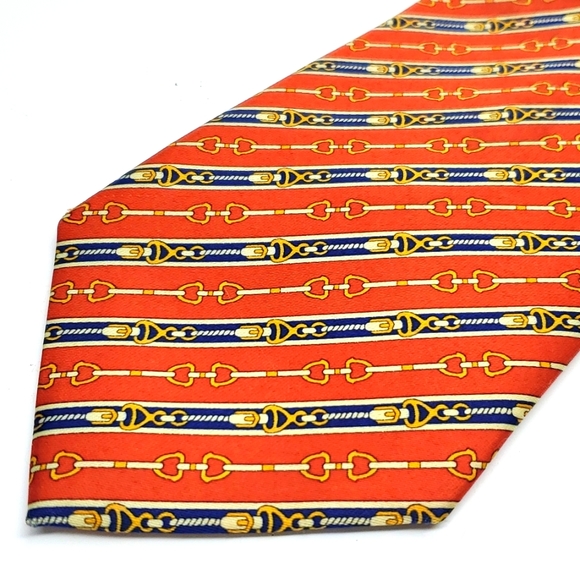 RUDEE RICCO Italian Design Orange Blue Tie EUC - Picture 2 of 6